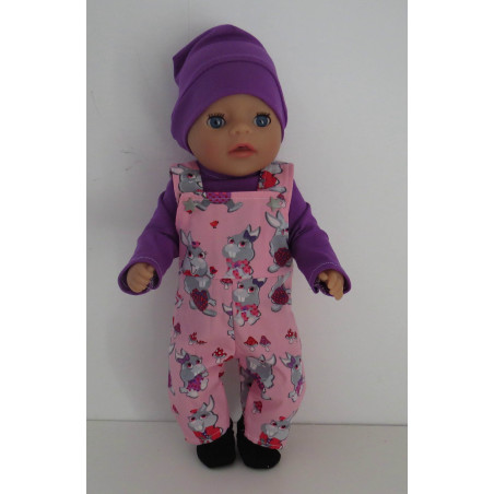 tuinbroek setje roze konijnen baby born little 36cm