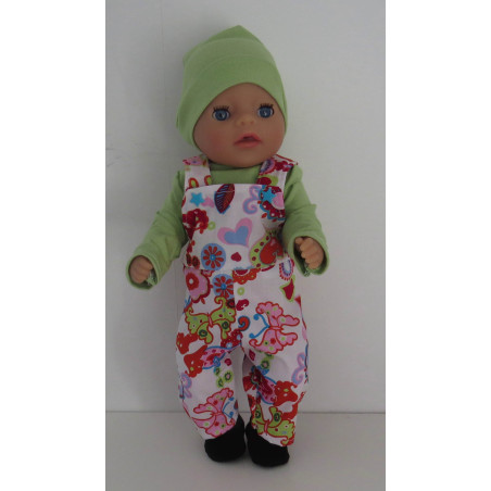 tuinbroek setje wit vlinders en bloemen baby born little 36cm