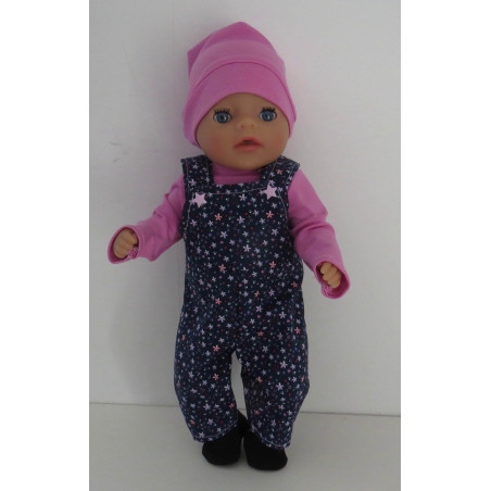 tuinbroek setje donker blauw bloemen baby born little 36cm