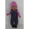 tuinbroek setje donker blauw bloemen  baby born little 36cm