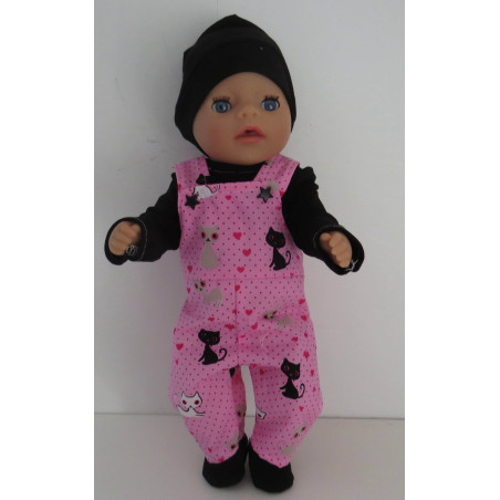 tuinbroek setje roze kat baby born little 36cm