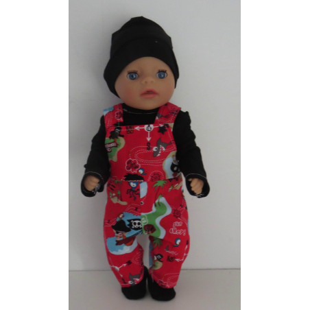 tuinbroek setje rood piraat baby born little 36cm