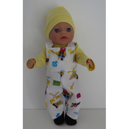 tuinbroek setje wit piraat baby born little 36cm