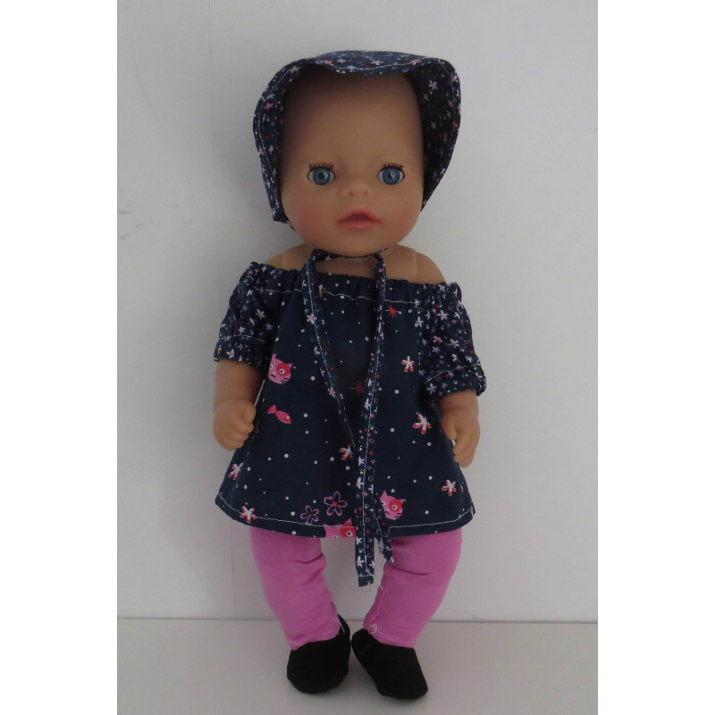 bootsetje donker blauw kat baby born little 36cm