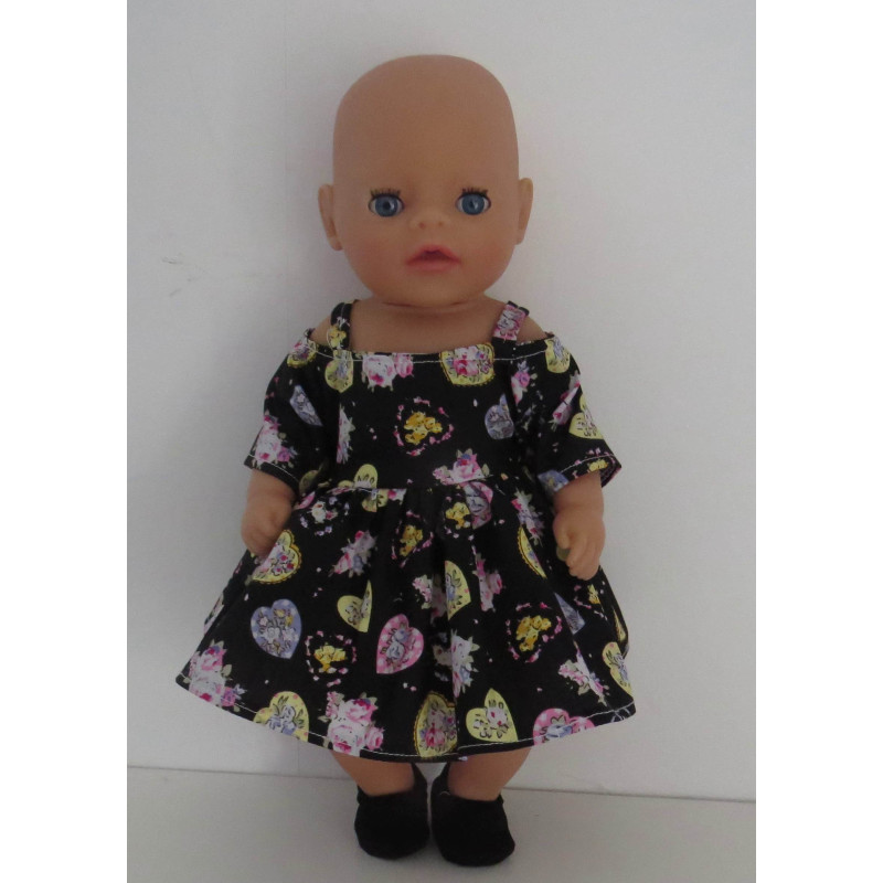 zomerse jurk zwart hartjes baby born little 36cm