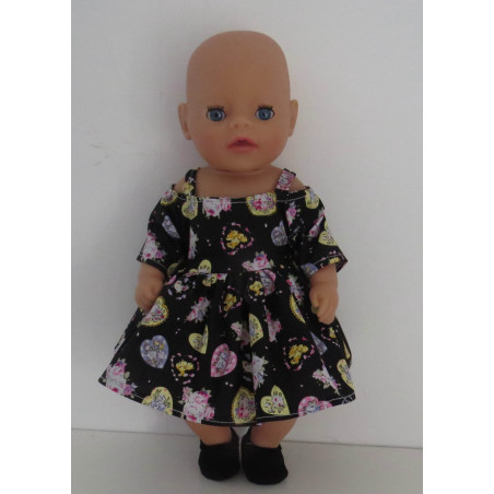 zomerse jurk zwart hartjes baby born little 36cm