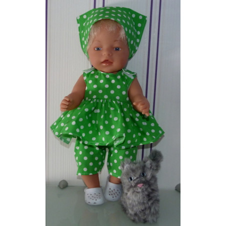 lente setje groen met polka dots baby born 43cm
