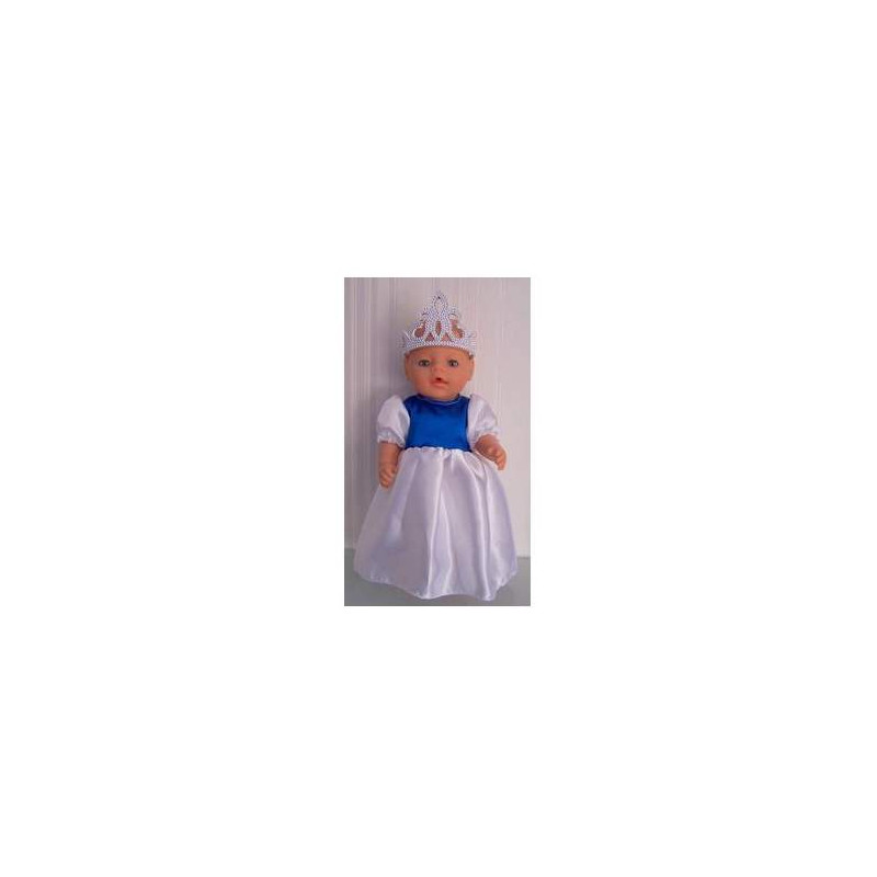 prinsessenjurk wit met blauw baby born 43cm