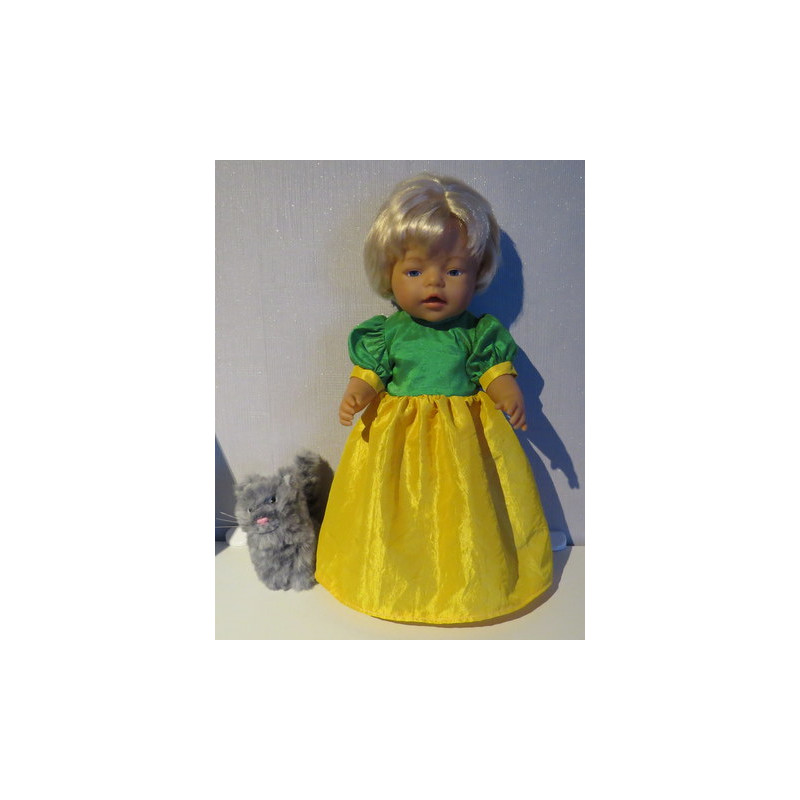 prinsessenjurk geel met groen baby born 43cm