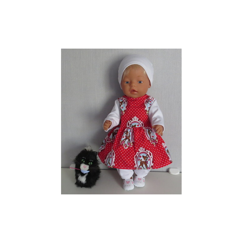 vrolijkejurk set rood hertje baby born 43cm