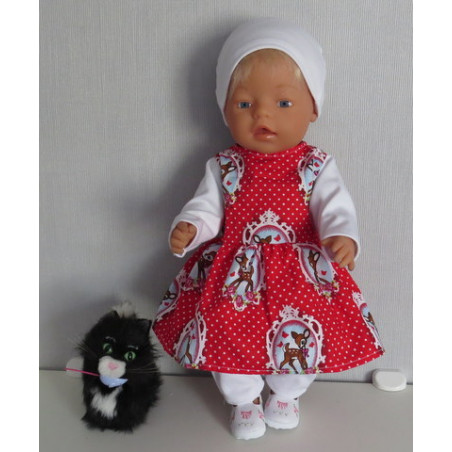 vrolijkejurk set rood hertje baby born 43cm