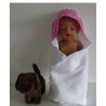 omslagdoek wit met roze konijnen baby born 43cm