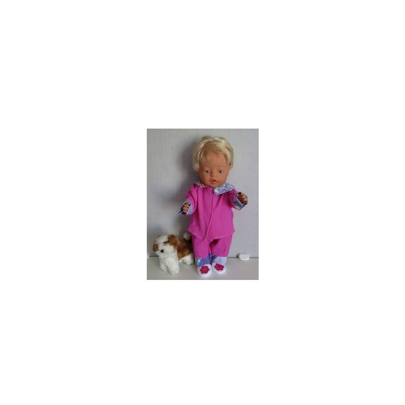 pyjama hard roze met weber ruit baby born 43cm