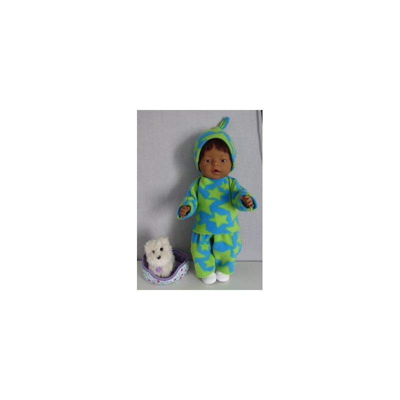 fleecepak blauw met sterren groen baby born 43cm