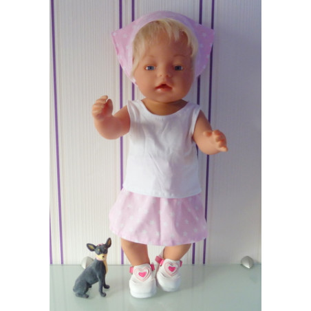 rok setje roze met sterren baby born 43cm