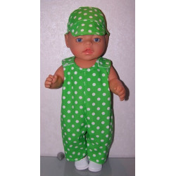 overal groen polka dots baby born 43cm