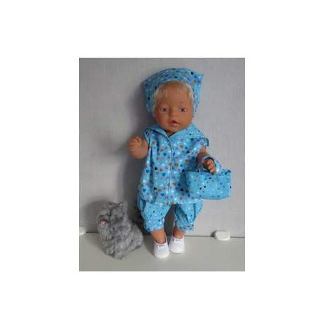 matrozen blauw met stippen setje baby born 43cm