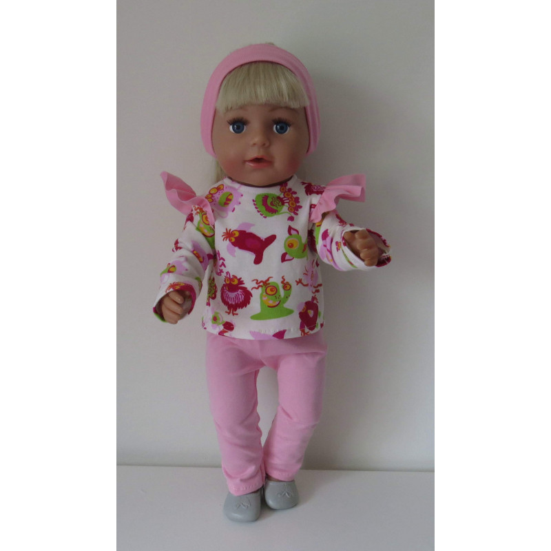 broek setje roze monsters baby born 43cm