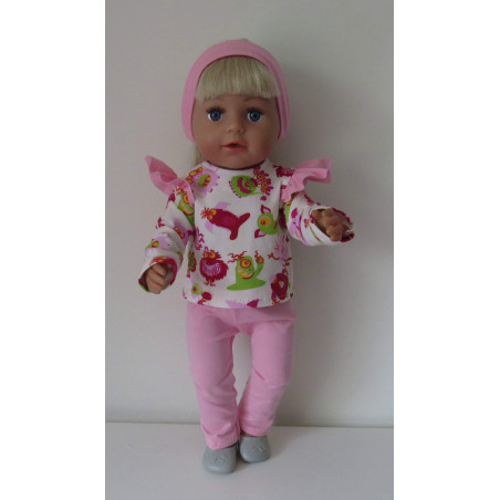 broek setje roze monsters baby born 43cm