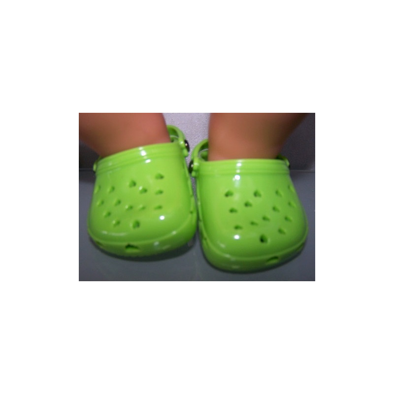 crocs groen met hartjes baby born 43cm en american girl/sophia's 46cm