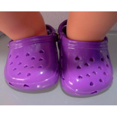 crocs paars met hartjes baby born 43cm en american girl/sophia's 46cm