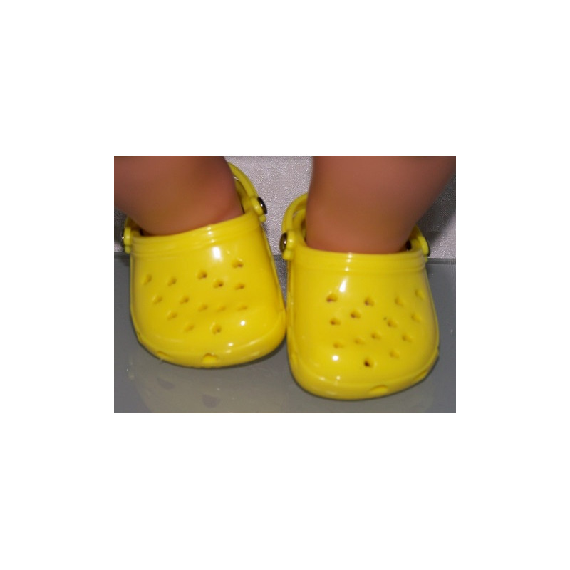 crocs geel met hartjes baby born 43cm en american girl/sophia's 46cm