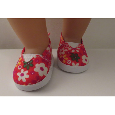 zomer schoentjes rood met bloemen baby born 43cm en american girl/sophia's 46cm