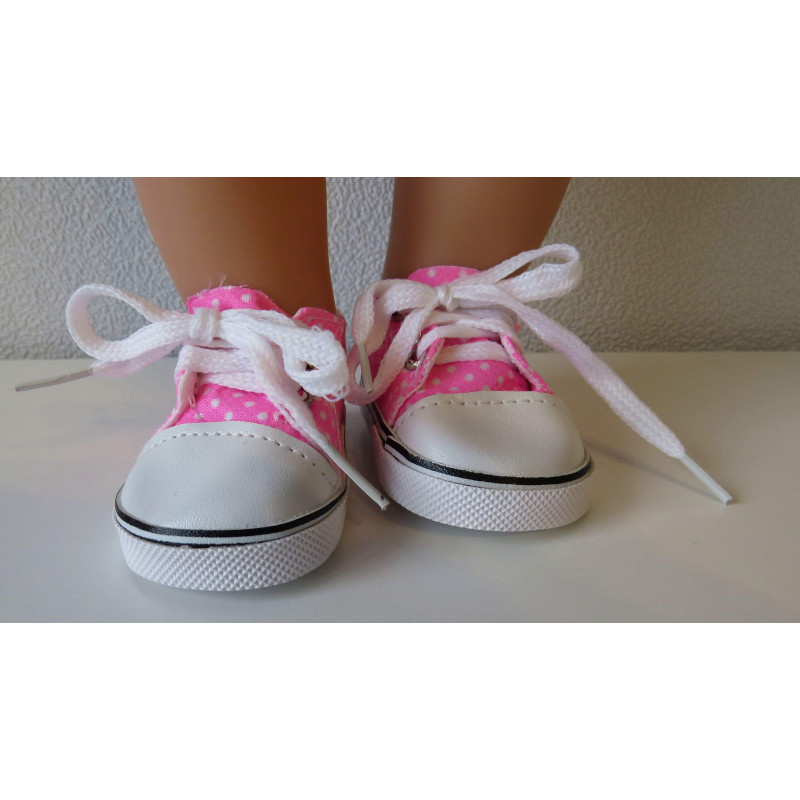 sneakers fel roze met stippen baby born 43cm en american girl/sophia's 46cm