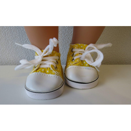 sneakers geel met stippen baby born 43cm en american girl/sophia's 46cm