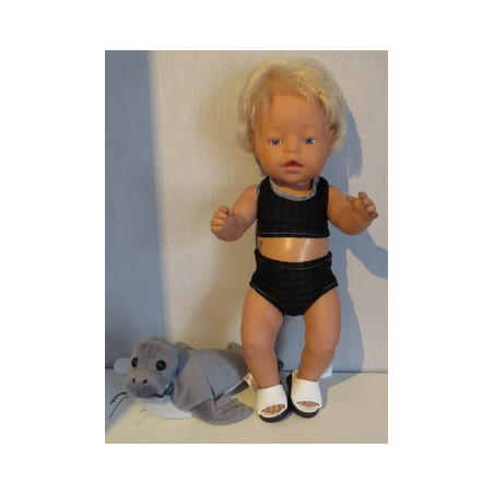 bikini zwart geblokt baby born 43cm