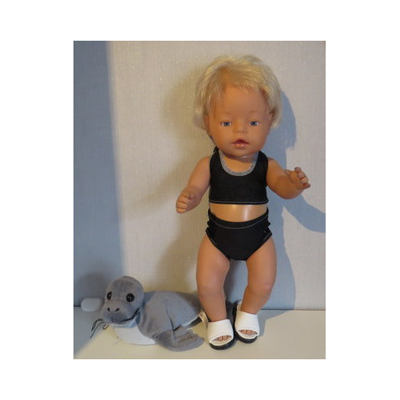 bikini zwart gebloemd baby born 43cm