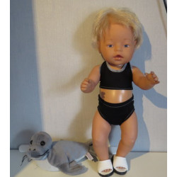 bikini zwart met omslagrokje baby born 43cm