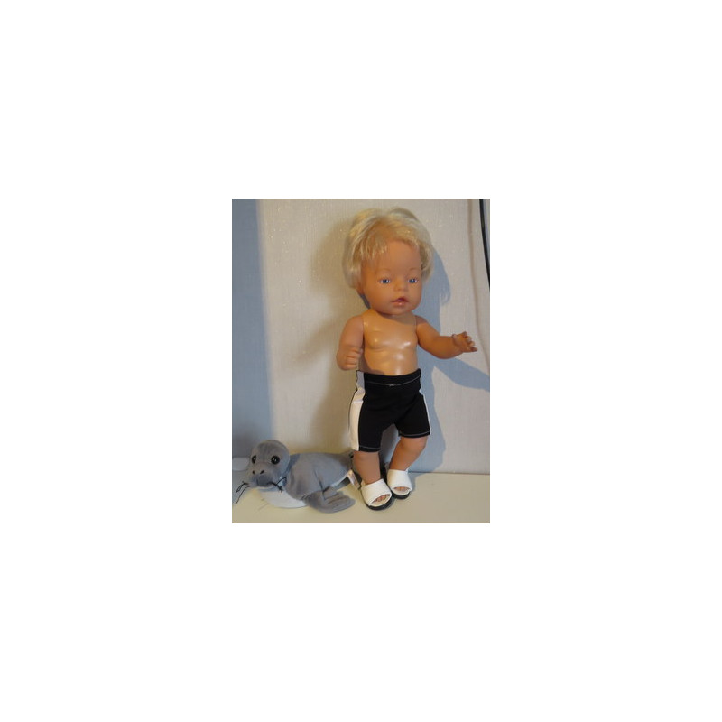 zwemboxer zwart met wit  baby born 43cm
