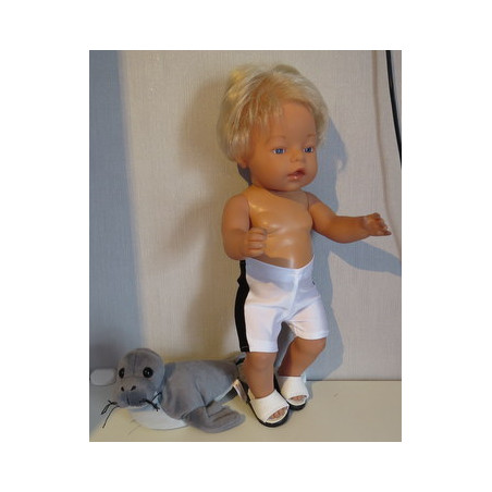 zwemboxer wit met zwart baby born 43cm