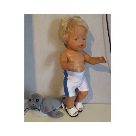 zwemboxer wit met blauw baby born 43cm