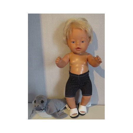 zwemboxer zwart met stippen baby born 43cm