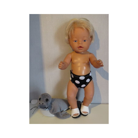 zwembroek zwart met polka dots  baby born 43cm