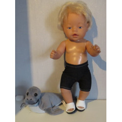 zwemboxer zwart gebloemd baby born 43cm