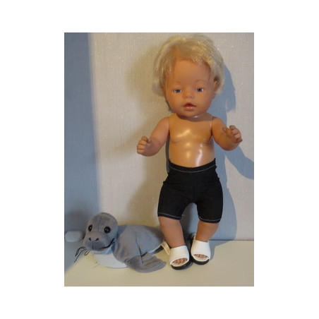 zwemboxer zwart gebloemd baby born 43cm