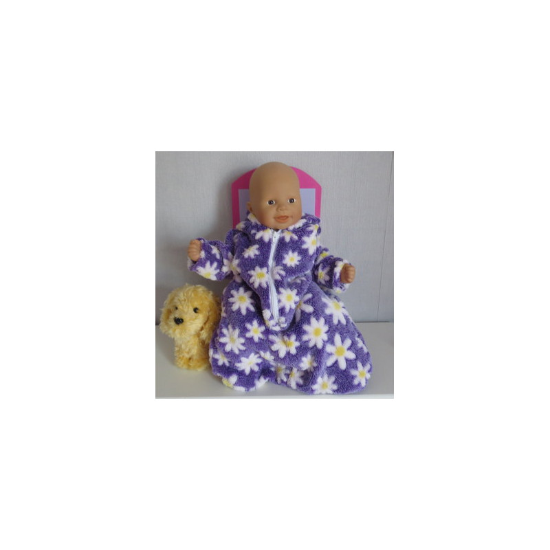 reiszak lila met bloemen babypop 36/38cm