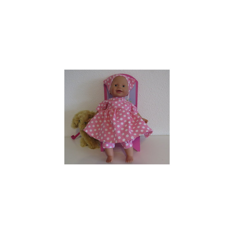 ballonjurk roze met polka dots babypop 36/38cm