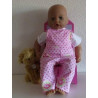 tuinbroek roze met stippen babypop 46/48cm