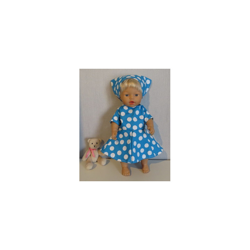 bloemjurk blauw polka dots little baby born 32cm