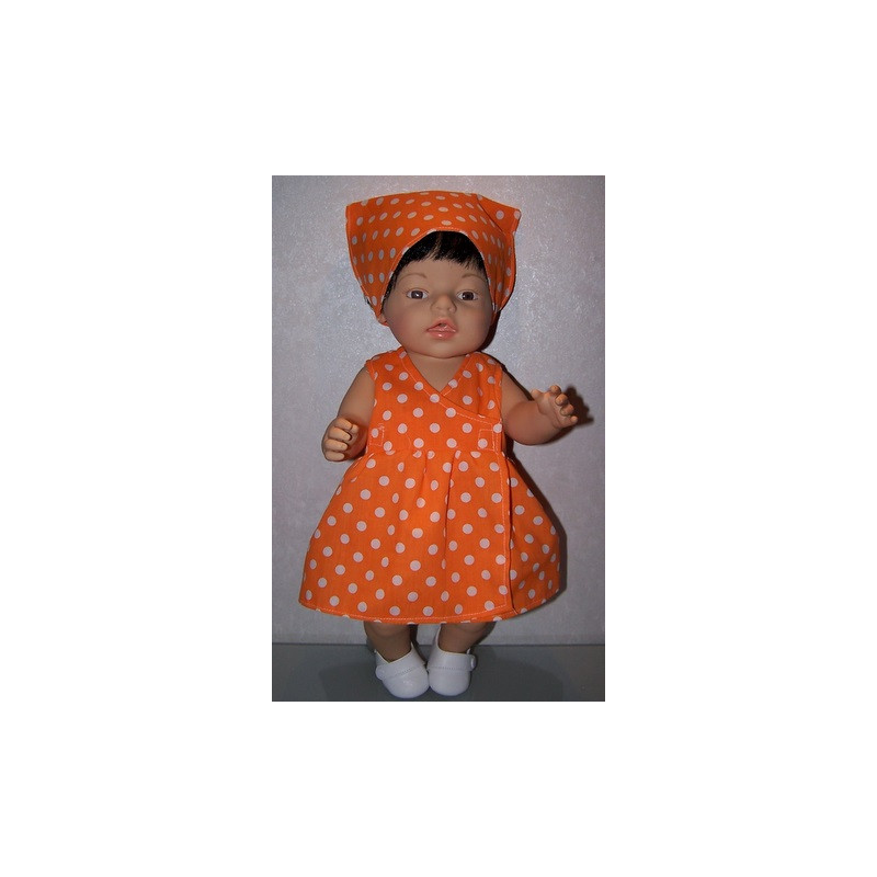 strandjurk oranje met polka dots baby born 43cm
