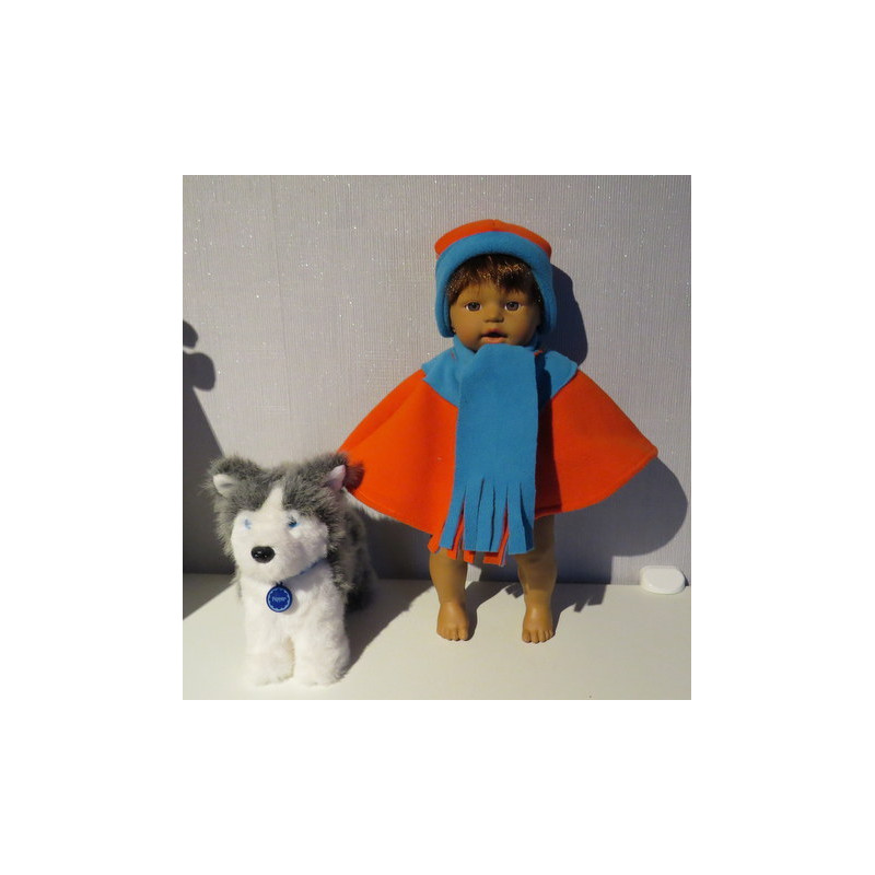 poncho oranje met blauw little baby born 32cm
