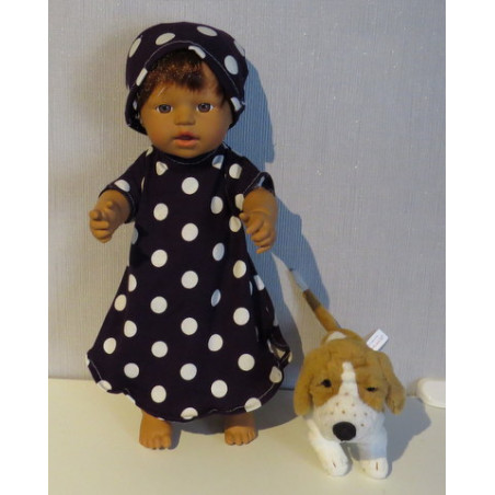 nachtjapon donker paars polka dots little baby born 32cm