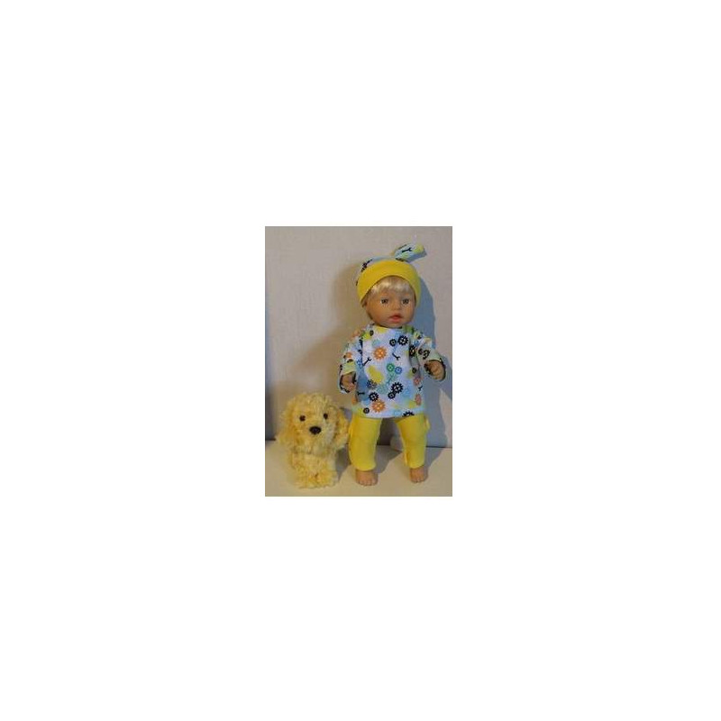 tricotpyjama geel tandwielen little baby born 32cm