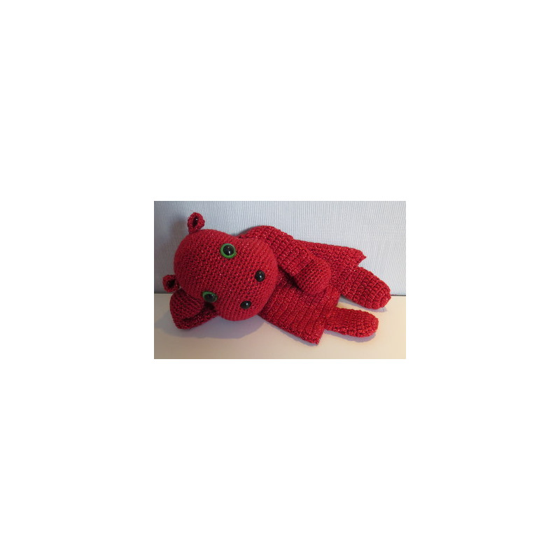 gehaakte lappenpop nijlpaard rood