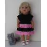 gehaakte zwart met roze jurk baby born 43cm