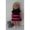 gehaakte jurk zwart met hard roze baby born 43cm